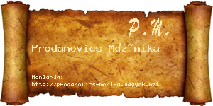 Prodanovics Mónika névjegykártya